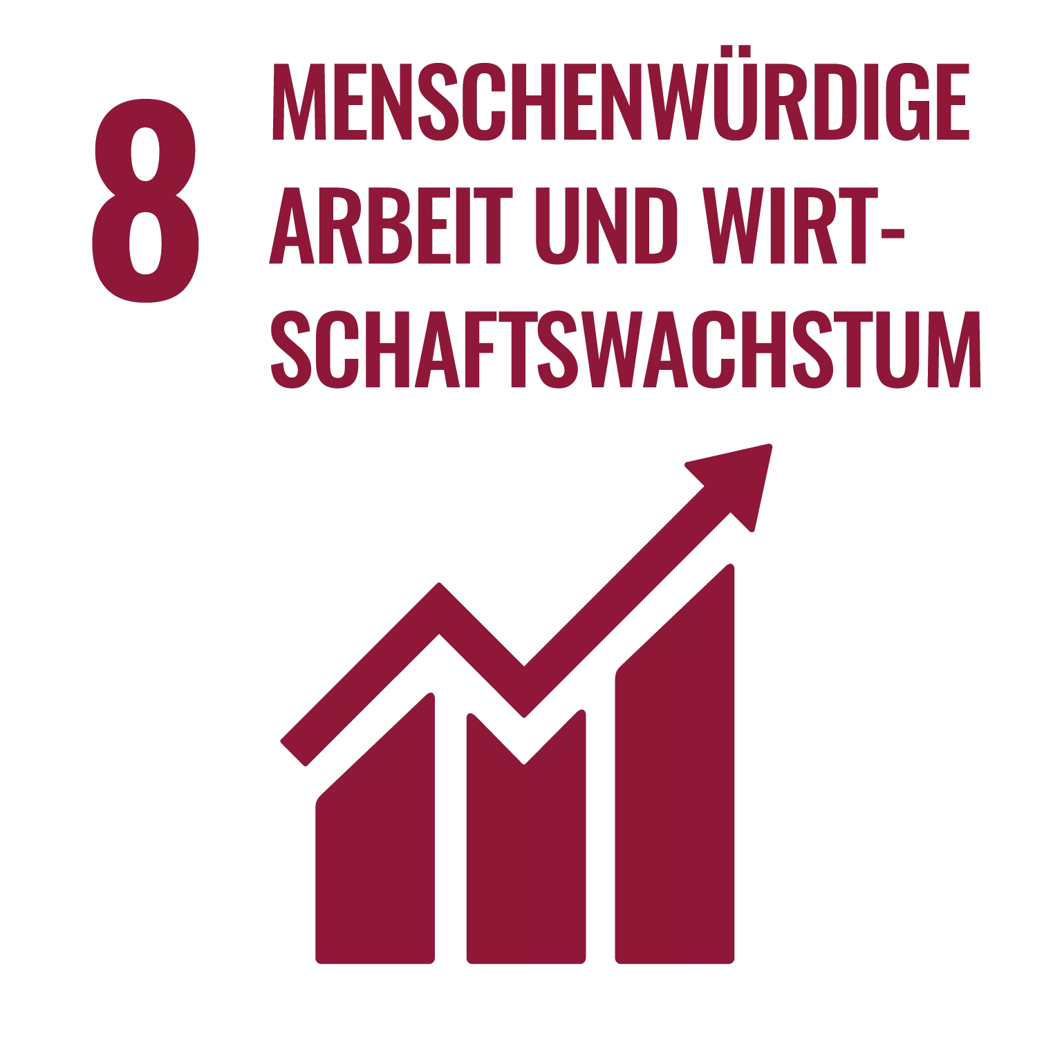 Logo SDG 8 Menschenwürdige Arbeit und Wirtschaftswachstum
