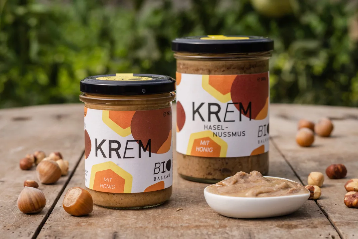 Bio Krem mit Honig, großes und kleines Glas