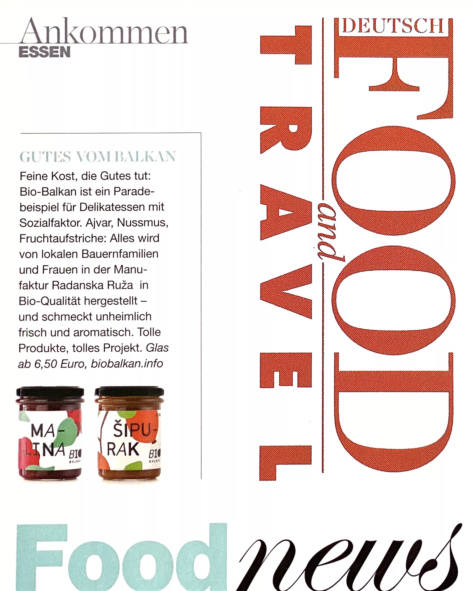 Bericht über BioBalkan im Magazin Food and Travel Deutschland